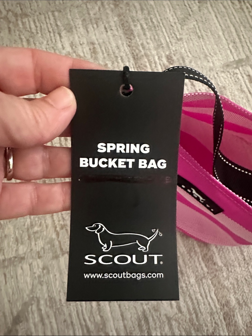 SCOUT Pink Stripe Tote with Black Strap - Picture 3 of 3